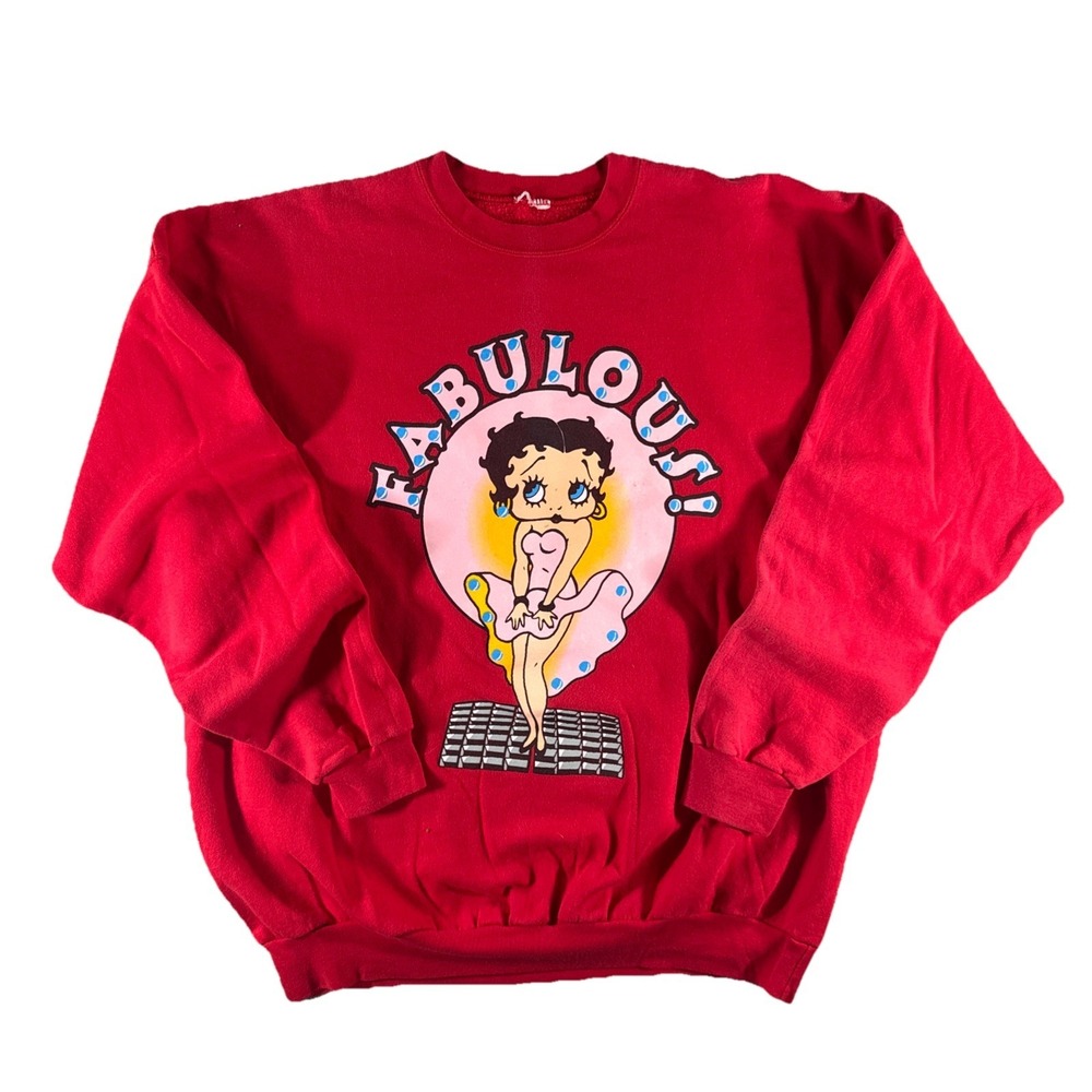 Vintage‎ Betty Boop Crewneck Sweater Men's XXL/3XL Red Fabulous! Cartoon 90s